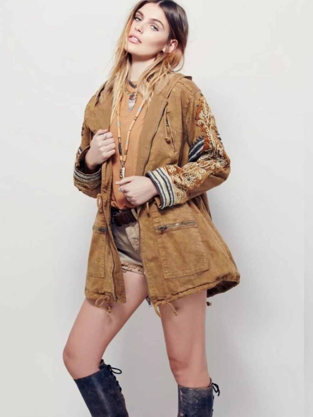 Free People Golden Quills Military Parka XS